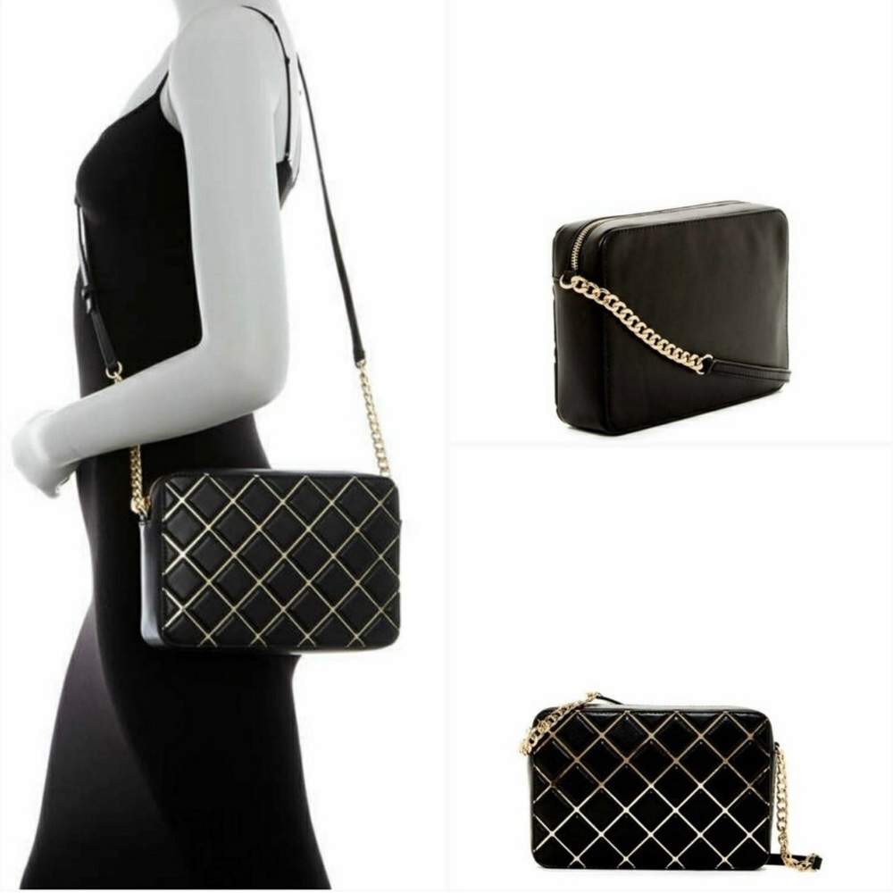 Michael Kors Black and Gold Quilted Wristlet